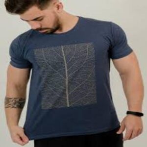 Camiseta Masculina Estampada em Algodão Premium - Blusa para Homem - Camisa com Estampa Folha