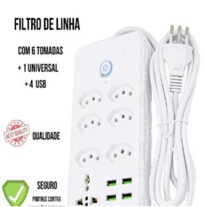 Filtro de linha Régua com 7 tomadas e 4 USB