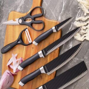 Kit 6 peças conjunto de Facas, descascador e tesoura profissional